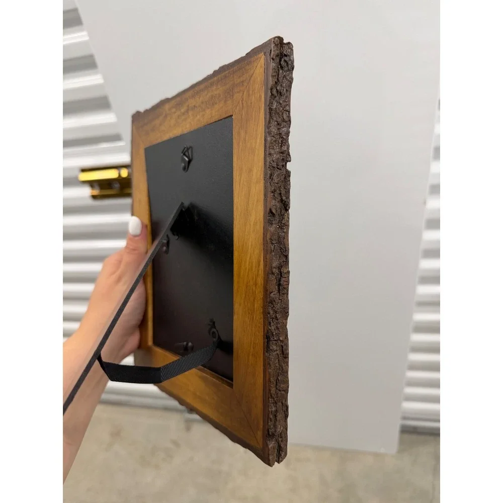 EOSGLAC  Rustic Live Edge Wood Picture Frame Without Glass Farmhouse Wall/Table